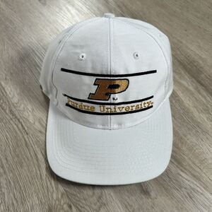 Vintage Purdue Boilermakers Hat Snapback College The Game Split Bar‎ White Cap